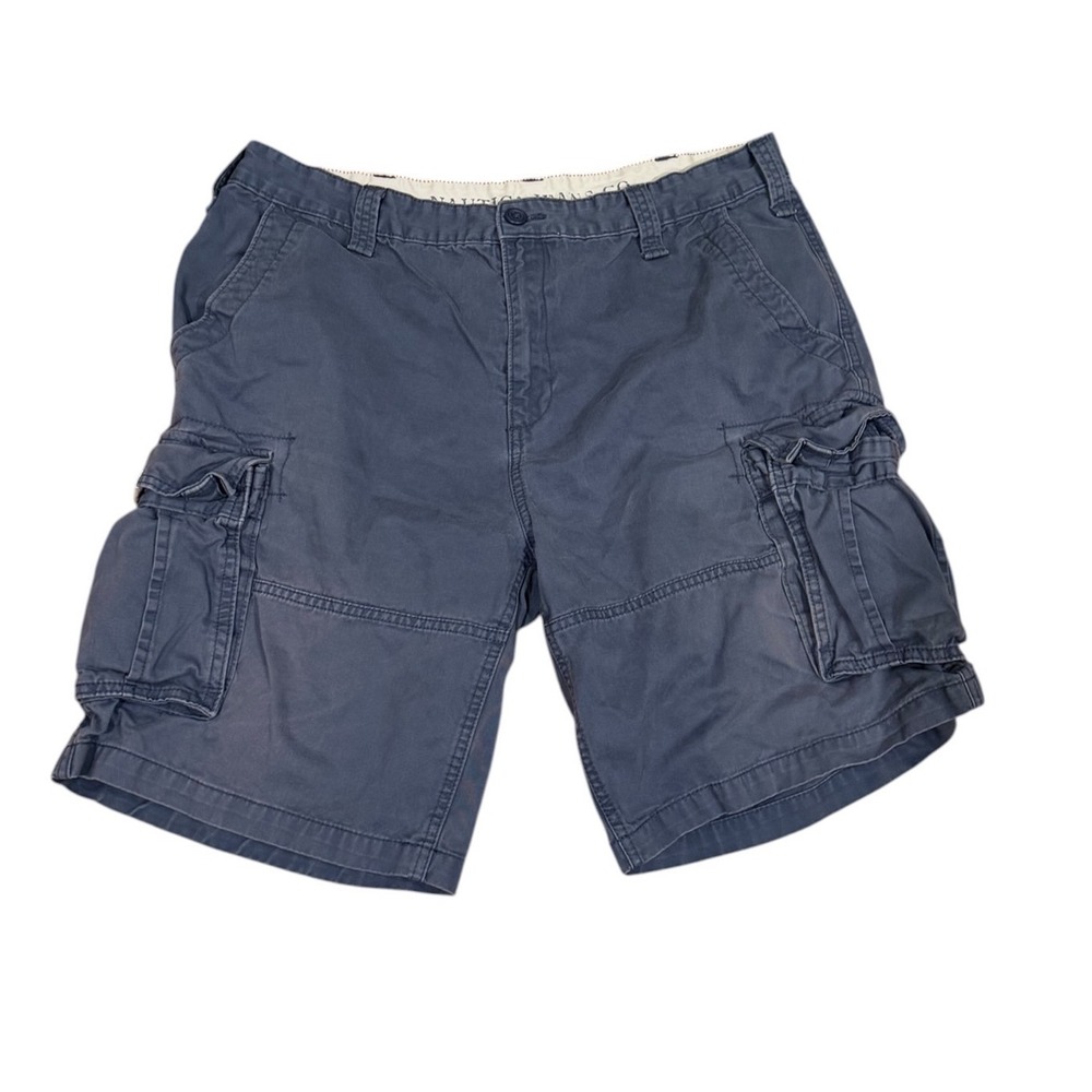 Nautica Jeans Co Mens Blue Cotton Cargo Shorts  Utility Casual Gorpcore size 38